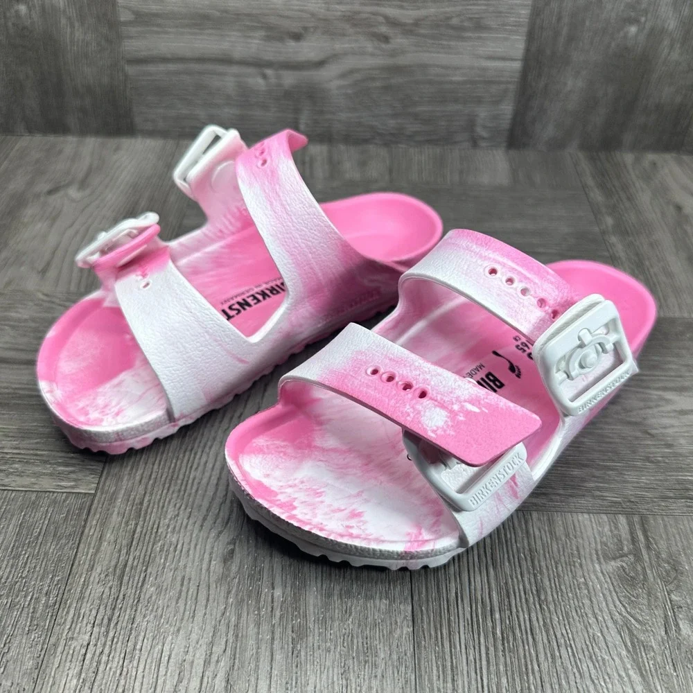 Birkenstock Arizona Sandals Kids 8 Pink White Marble EVA NEW